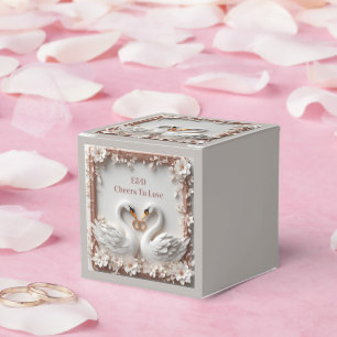 🕊️ Schwanen-Herz-Blumenrahmen-Hochzeitskollektion Geschenkschachtel