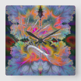 Schwanengesang-psychedelisches Fraktal Quadratische Wanduhr