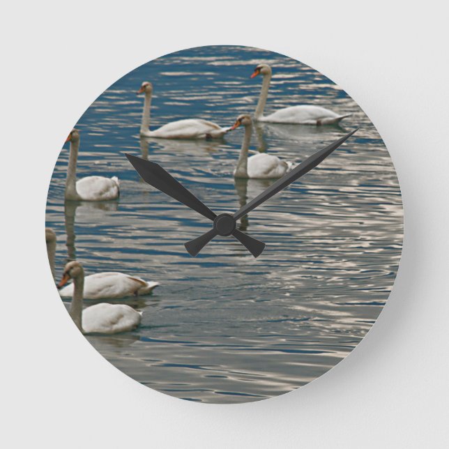 Schwanengesang Runde Wanduhr (Vorderseite)