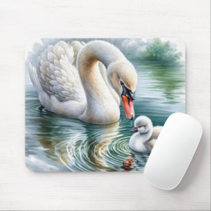 Schwanenmutter mit Küken Mousepad