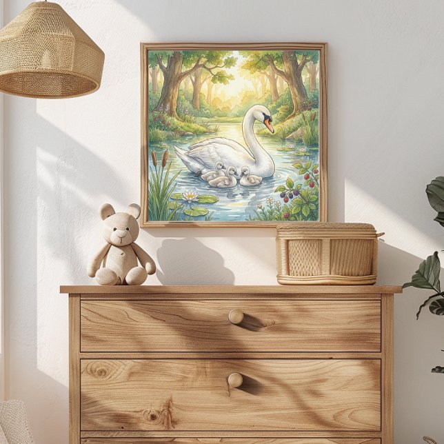 Schwanenmutter und Küken-Kinderstube Poster (Von Creator hochgeladen)