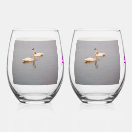 Schwanenpaare/Rose/Liebe Steinlose Weingläser Weinglas Ohne Stiel