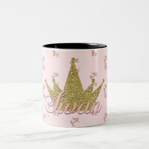 Schwanenprinzessin Ballettschuhe Gold Glitterkrone Zweifarbige Tasse