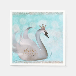 Schwanenprinzessin Falsches Gold Glitter Märchenpa Serviette