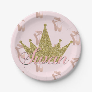 Schwanenprinzessin Gold Glitter Krone Glamour Pappteller