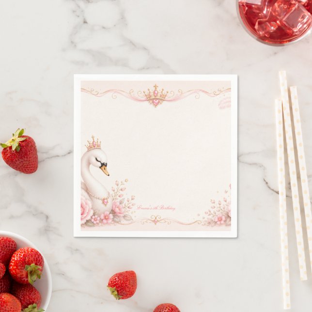 Schwanenprinzessin Pinke Märchen Geburtstagsfeier Serviette (Beispiel)