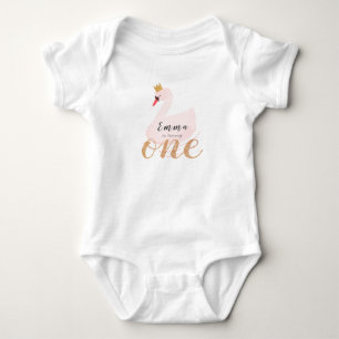 Schwanenprinzessin Pinkes Mädchen 1. Geburtstag Baby Strampler