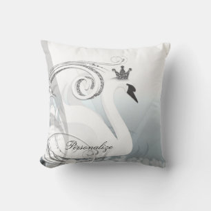 Schwanenprinzessin Silber & Weiß Elegant Benutzerd Kissen
