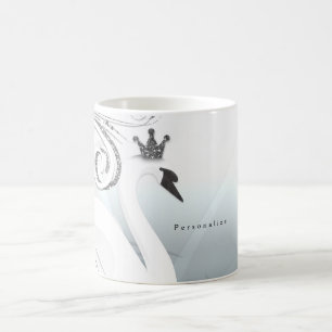 Schwanenprinzessin Silber & Weiß Swirl Chic Märche Tasse