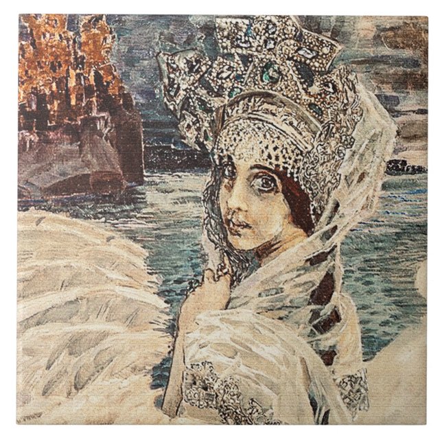 Schwanenprinzessin Vrubel-Malerei im Stil der Bell Fliese (Vorderseite)