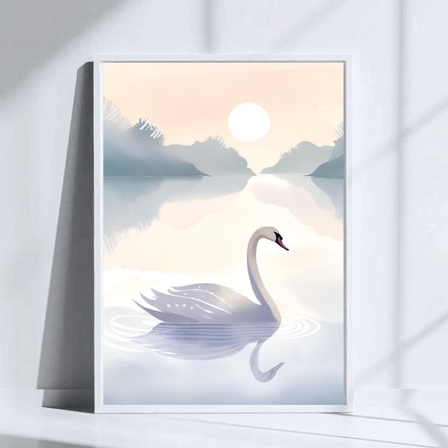 Schwanensee | Aquarell luftige Leichtmalerei Poster (Von Creator hochgeladen)