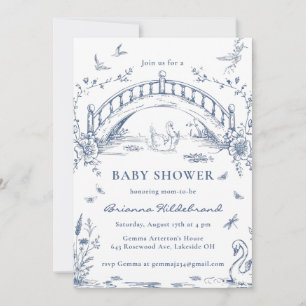 Schwanensee-Toile-Chinoiserie-Baby-Shower-Einladun Einladung