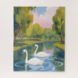 Schwanenteich Boston Common Massachusetts Aquarell Puzzle