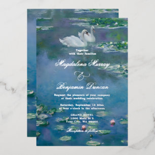 Schwanenteich Monet inspirierte Wasserlilien Kunst Folieneinladung