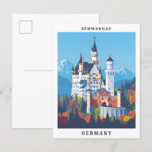 Schwangau Deutschland Elegante Art Vintage Postkarte