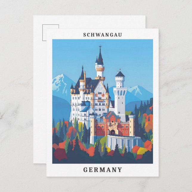 Schwangau Deutschland Elegante Art Vintage Postkarte (Vorne/Hinten)