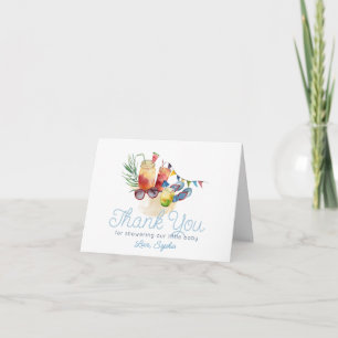 Schwanger & Poolside Jungen-Baby-Party Dankeskarte