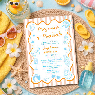Schwanger & Poolside Pool Party Sommer Baby Shower Einladung