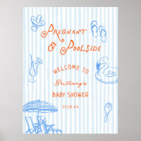 Schwanger und Poolparty-Baby-Shower-Willkommenssch