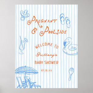 Schwanger und Poolparty-Baby-Shower-Willkommenssch Poster