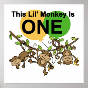 Schwangere Affen 1. Geburtstag t Shirts und Gesche Poster