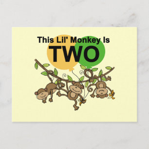Schwangere Affen 2. Geburtstag T - Shirt und Gesch Postkarte