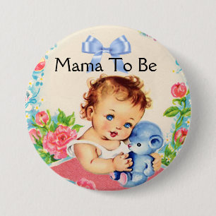 Schwangere Baby-Party-Schaltfläche mit Vintage-Gra Button