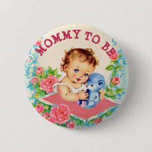 Schwangere Baby Shower Button Vintage Baby Mädchen