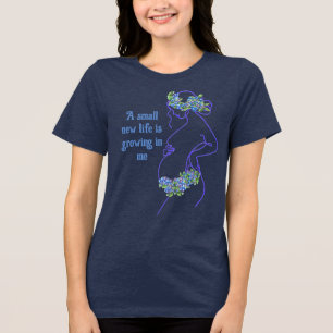Schwangere Frau Silhouette mit Zitat Tri-Blend Shirt