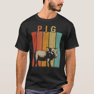 Schwangere Frauen Kind Niedliches Schwein Retro T-Shirt