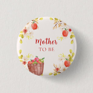 Schwangere Herbst-Apfel-Gartenarbeit-Baby-Party Button