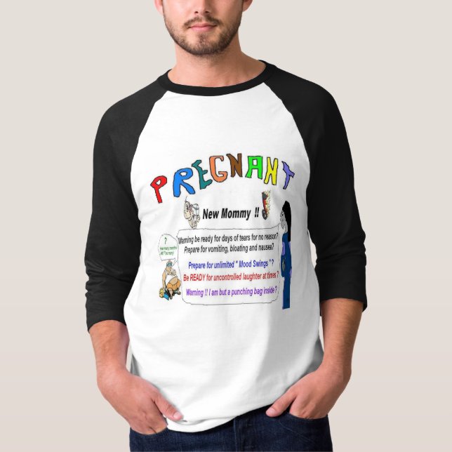 Schwangere junge Mutter warnt Vater T-Shirt (Vorderseite)