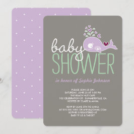 Schwangere Lilac Mommy Whale Girl Babydusche laden Einladung