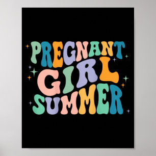 Schwangere Mädchen Sommer Groovy Poster