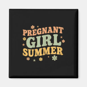 Schwangere Mädchen Sommer lustige Babyankündigung  Magnet