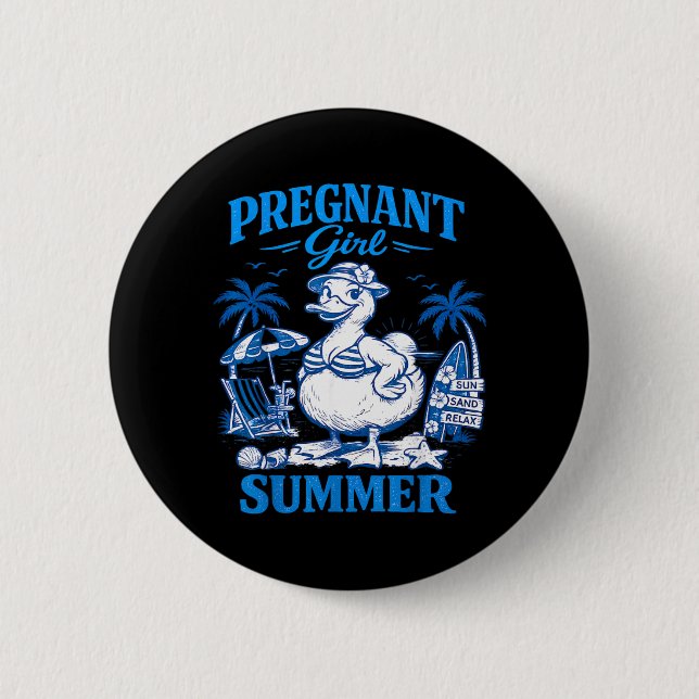 Schwangere Mädchen Sommer Lustige Babynamchündigun Button (Vorderseite)