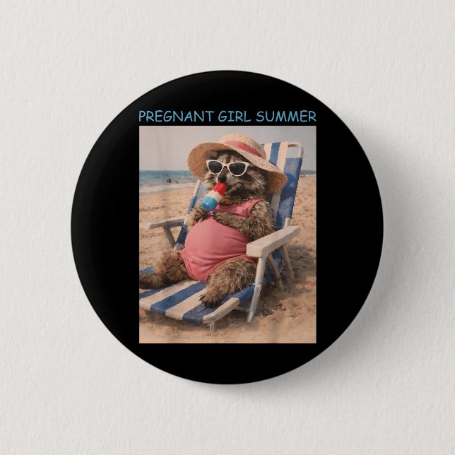 Schwangere Mädchen Sommer Lustige Babynamchündigun Button (Vorderseite)