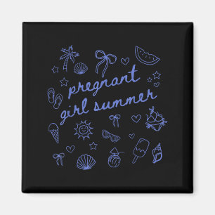 Schwangere Mädchen Sommer lustige Babynamchündigun Magnet