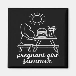 Schwangere Mädchen Sommer - Schwangerschaftsankünd Magnet