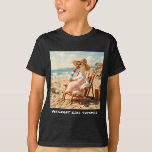 Schwangere Mädchen Sommergans Strand T-Shirt