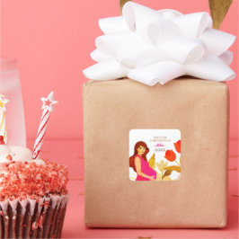 Schwangere Mama Babydusche Quadratischer Aufkleber