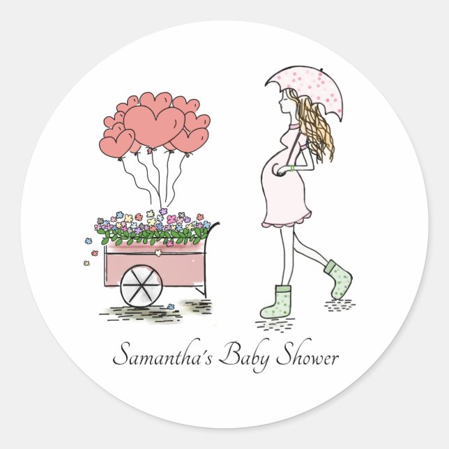 Schwangere Mama Babydusche Runder Aufkleber (Vorderseite)