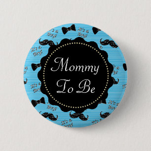 Schwangere Mama Blaue Schnurrbart Fliege Baby Show Button