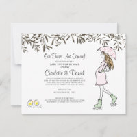 Schwangere Mama unter einer Schirmdusche