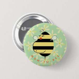 Schwangere Mutter-Biene Gelbe Blumen Button