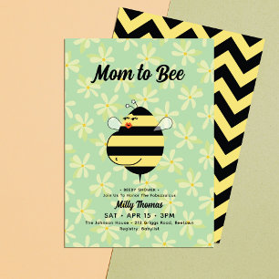 Schwangere Mutter Biene Gelbe Florale Babyparty Einladung