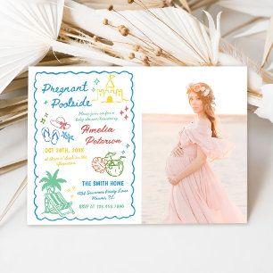 Schwangere & Poolseite Pool Sommer Baby Shower Fot Einladung