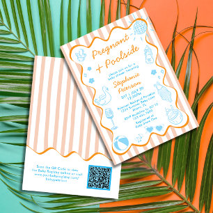 Schwangere & Poolside Sommer-Baby-Party-QR-Code Einladung