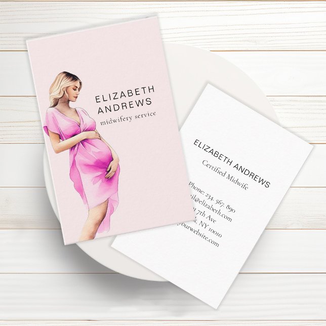 Schwangere, schlicht-moderne Aquarell Visitenkarte (Von Creator hochgeladen)