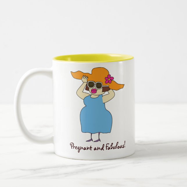 Schwangere und fabelhafte Kaffee-Tasse Zweifarbige Tasse (Links)